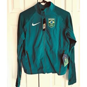 NEW Nike Brazil Official Olympic Team Teal Jacket Women's Size Small 807370-346